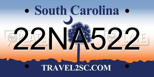 22NA522 South Carolina License Plate