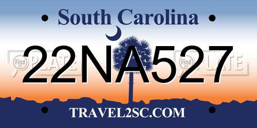 22NA527 South Carolina License Plate