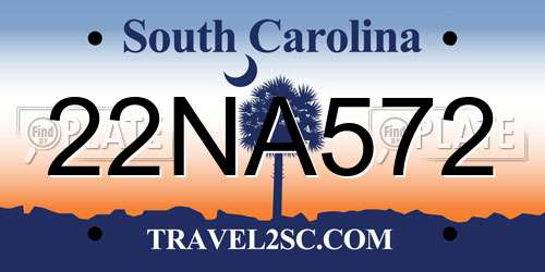 22NA572 South Carolina License Plate
