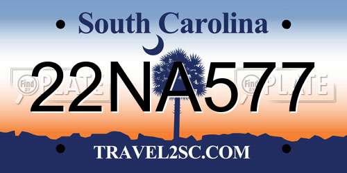 22NA577 South Carolina License Plate