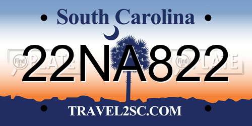 22NA822 South Carolina License Plate
