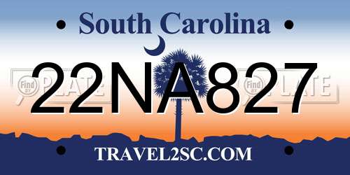 22NA827 South Carolina License Plate