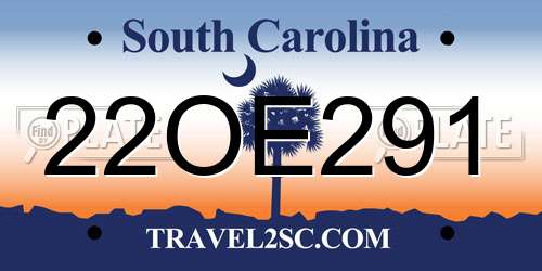 22OE291 South Carolina License Plate
