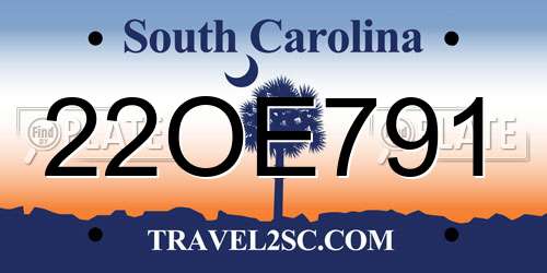 22OE791 South Carolina License Plate