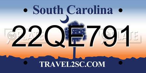 22QE791 South Carolina License Plate