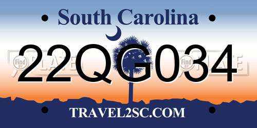 22QG034 South Carolina License Plate
