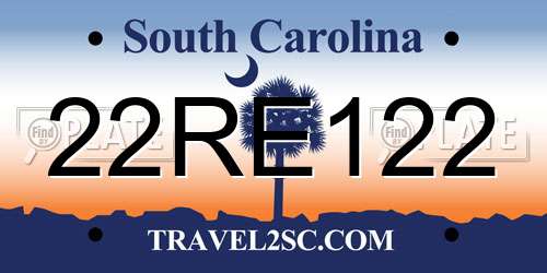 22RE122 South Carolina License Plate