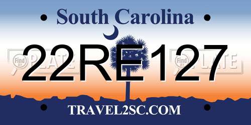 22RE127 South Carolina License Plate