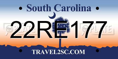22RE177 South Carolina License Plate