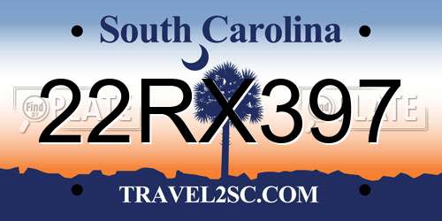 22RX397 South Carolina License Plate