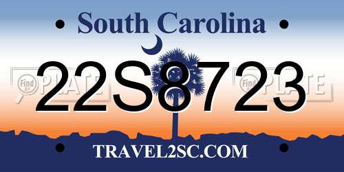 22S8723 South Carolina License Plate