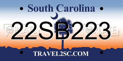 22SB223 South Carolina License Plate