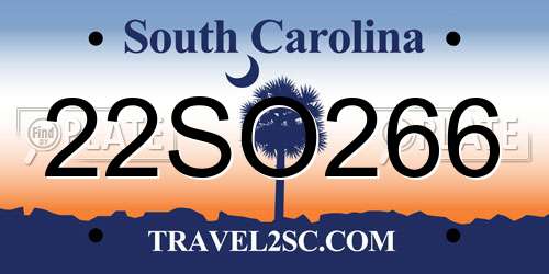 22SO266 South Carolina License Plate