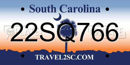 22SQ766 South Carolina License Plate