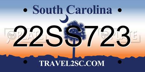22SS723 South Carolina License Plate