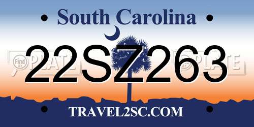 22SZ263 South Carolina License Plate