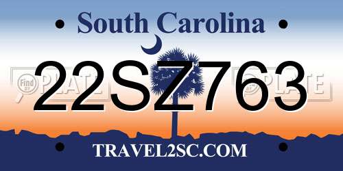 22SZ763 South Carolina License Plate