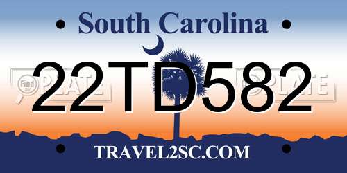 22TD582 South Carolina License Plate