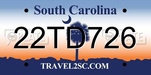 22TD726 South Carolina License Plate