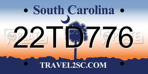 22TD776 South Carolina License Plate