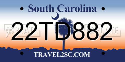 22TD882 South Carolina License Plate