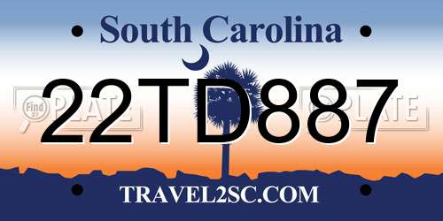 22TD887 South Carolina License Plate