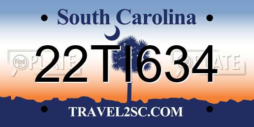 22TI634 South Carolina License Plate