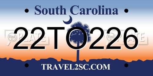 22TO226 South Carolina License Plate