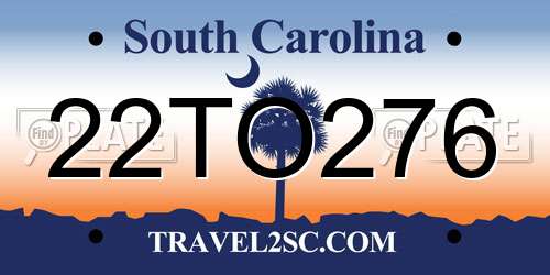 22TO276 South Carolina License Plate
