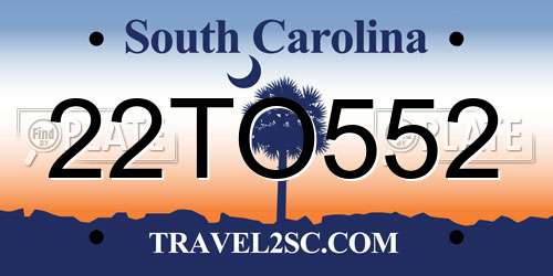 22TO552 South Carolina License Plate