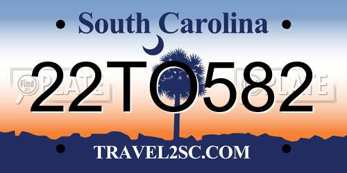 22TO582 South Carolina License Plate