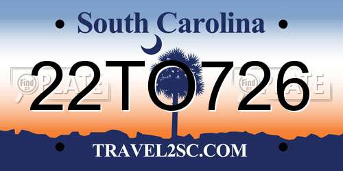22TO726 South Carolina License Plate