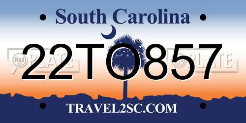 22TO857 South Carolina License Plate