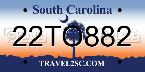 22TO882 South Carolina License Plate