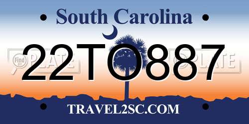 22TO887 South Carolina License Plate