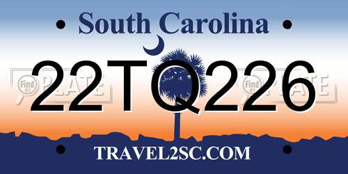 22TQ226 South Carolina License Plate