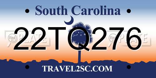 22TQ276 South Carolina License Plate