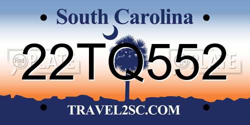 22TQ552 South Carolina License Plate