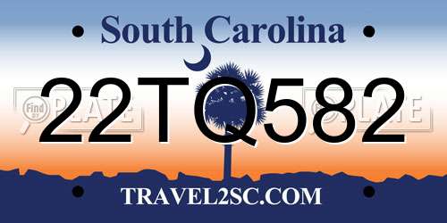 22TQ582 South Carolina License Plate