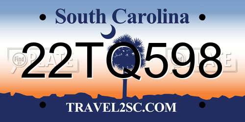22TQ598 South Carolina License Plate