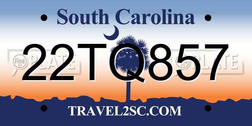 22TQ857 South Carolina License Plate