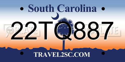 22TQ887 South Carolina License Plate