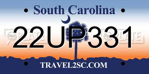 22UP331 South Carolina License Plate