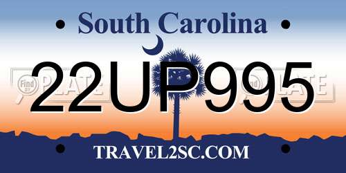 22UP995 South Carolina License Plate