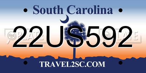 22US592 South Carolina License Plate