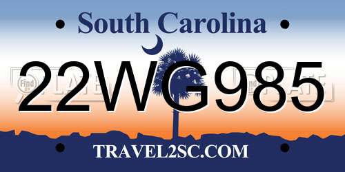 22WG985 South Carolina License Plate