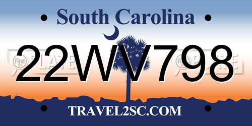 22WV798 South Carolina License Plate