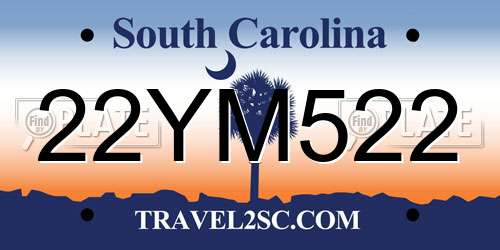 22YM522 South Carolina License Plate