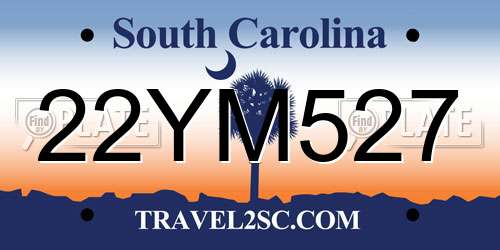 22YM527 South Carolina License Plate