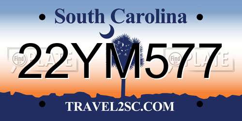 22YM577 South Carolina License Plate